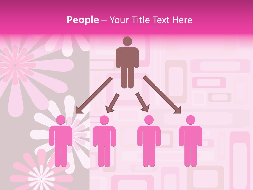 Pink And Brown Rectangles And Flowers PowerPoint Template