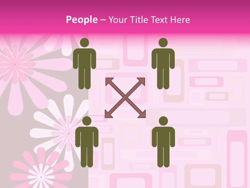 Pink And Brown Rectangles And Flowers PowerPoint Template