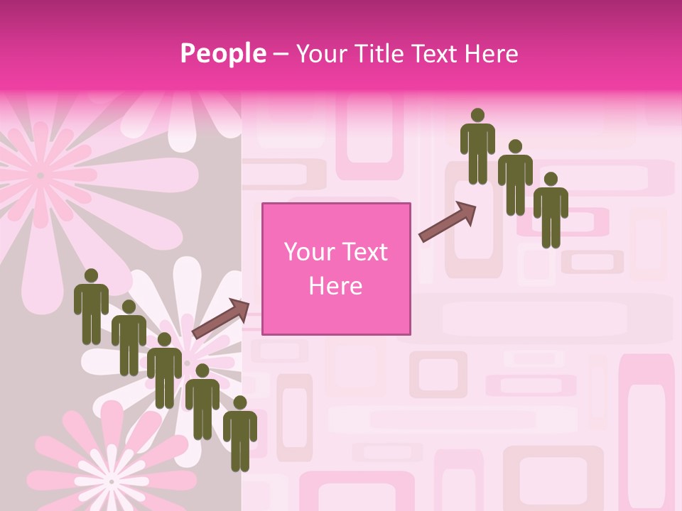 Pink And Brown Rectangles And Flowers PowerPoint Template
