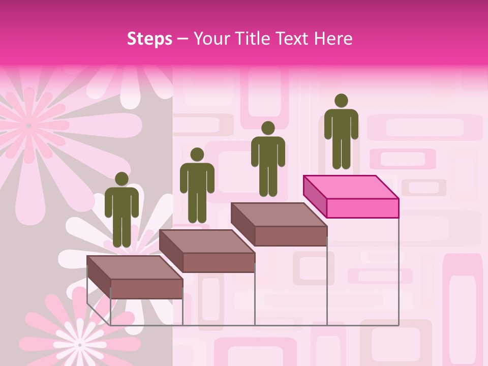 Pink And Brown Rectangles And Flowers PowerPoint Template