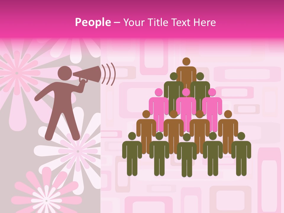 Pink And Brown Rectangles And Flowers PowerPoint Template