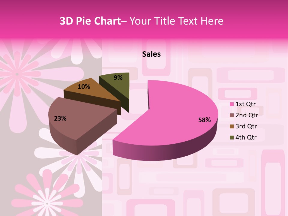 Pink And Brown Rectangles And Flowers PowerPoint Template