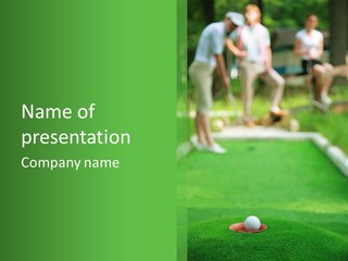 Ball For A Golf Flying To A Hole PowerPoint Template