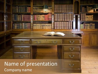Old Library Or Studying Room PowerPoint Template
