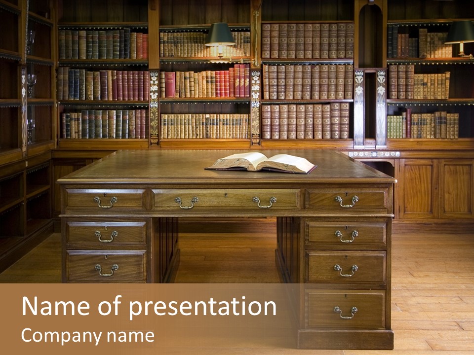 Old Library Or Studying Room PowerPoint Template