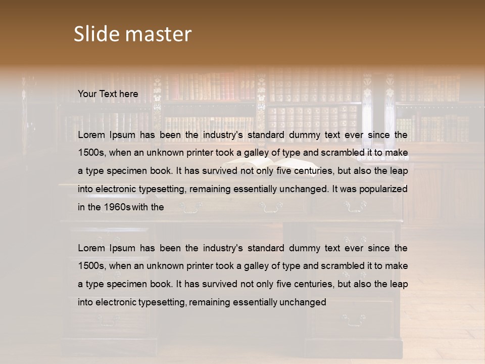 Old Library Or Studying Room PowerPoint Template
