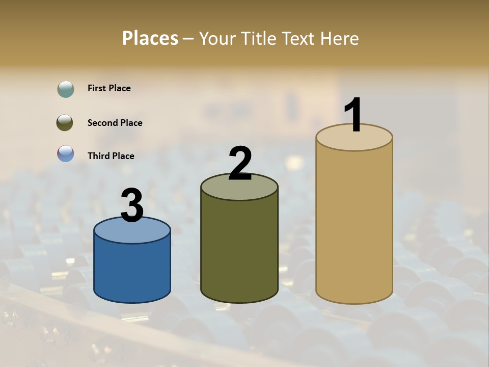 Rows Of Blue Plastic Chairs In A Factory PowerPoint Template