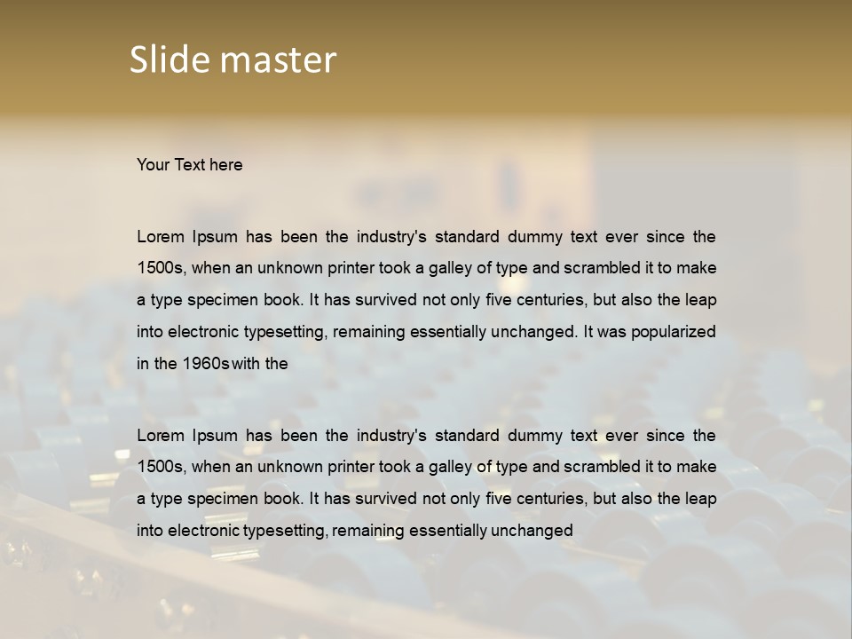 Rows Of Blue Plastic Chairs In A Factory PowerPoint Template