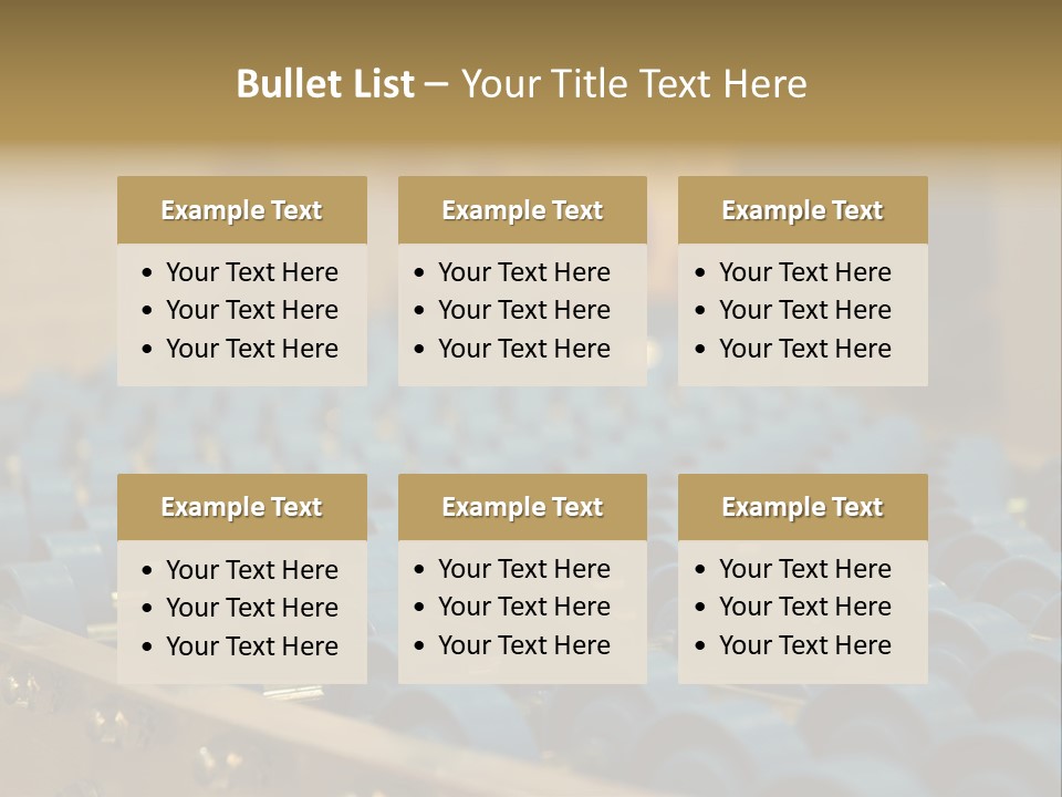 Rows Of Blue Plastic Chairs In A Factory PowerPoint Template