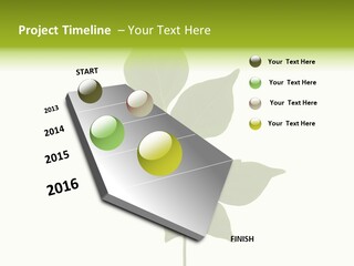 A Green Leaf Isolated On White Background PowerPoint Template