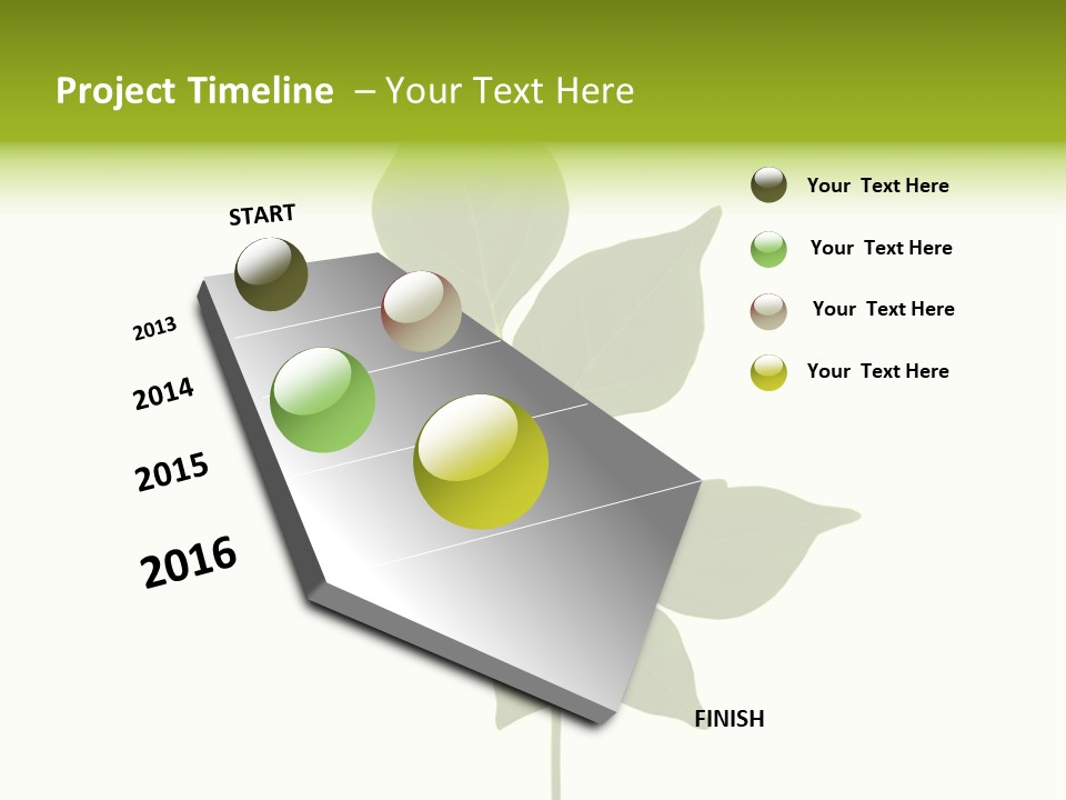 A Green Leaf Isolated On White Background PowerPoint Template