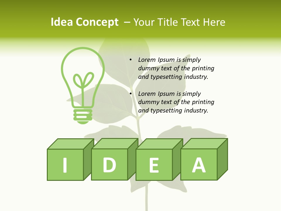 A Green Leaf Isolated On White Background PowerPoint Template