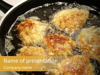 Potato Latkes For Hanukah Frying In Oil. PowerPoint Template