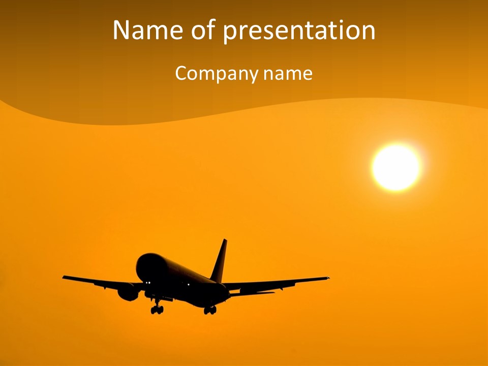 Aircraft Landing At Sunset PowerPoint Template