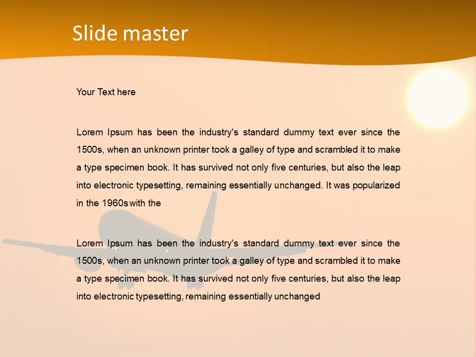 Aircraft Landing At Sunset PowerPoint Template