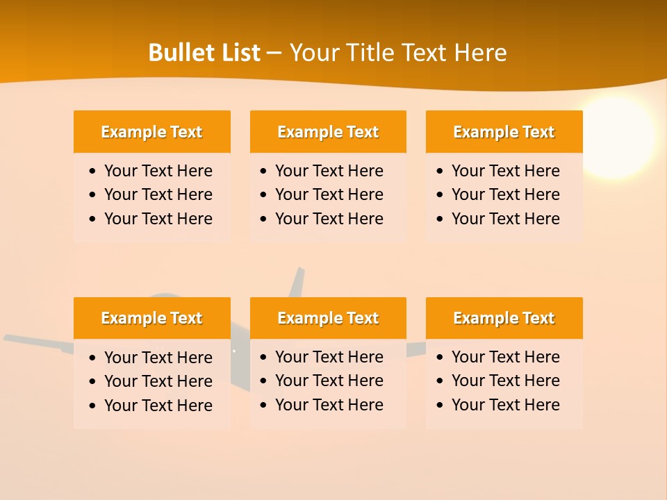 Aircraft Landing At Sunset PowerPoint Template