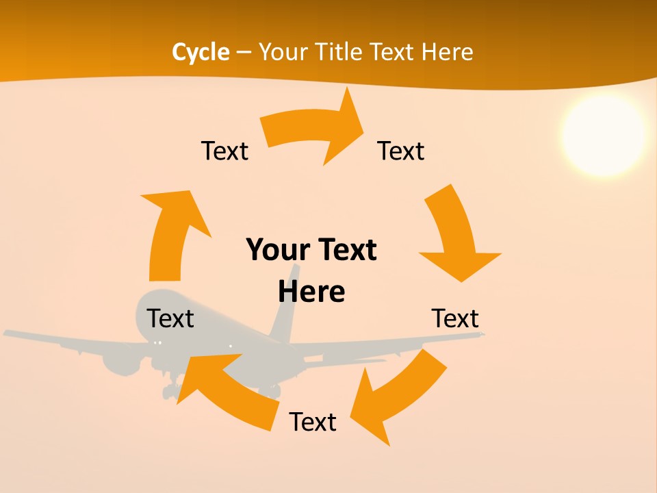 Aircraft Landing At Sunset PowerPoint Template