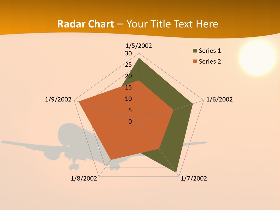 Aircraft Landing At Sunset PowerPoint Template