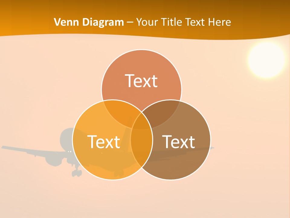 Aircraft Landing At Sunset PowerPoint Template