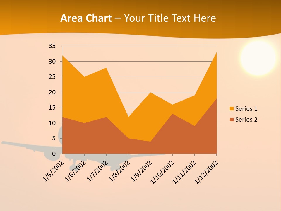 Aircraft Landing At Sunset PowerPoint Template