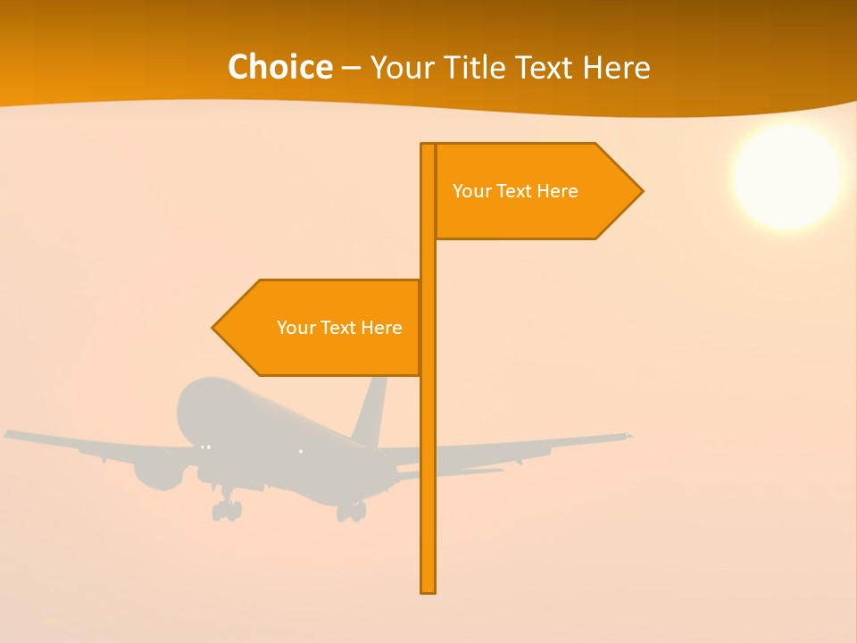 Aircraft Landing At Sunset PowerPoint Template