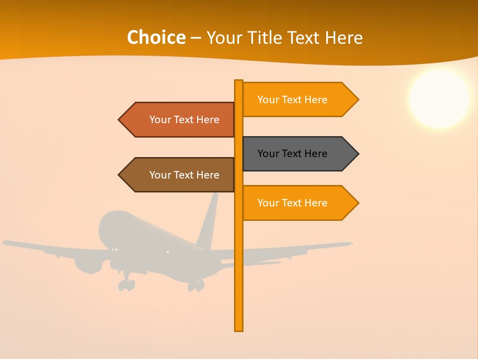 Aircraft Landing At Sunset PowerPoint Template