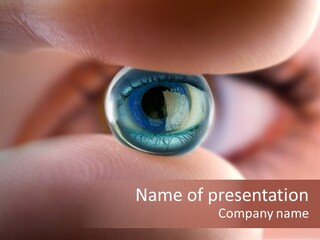 Small Gel Marble Reflecting A Woman Eye. Macro Shot. PowerPoint Template