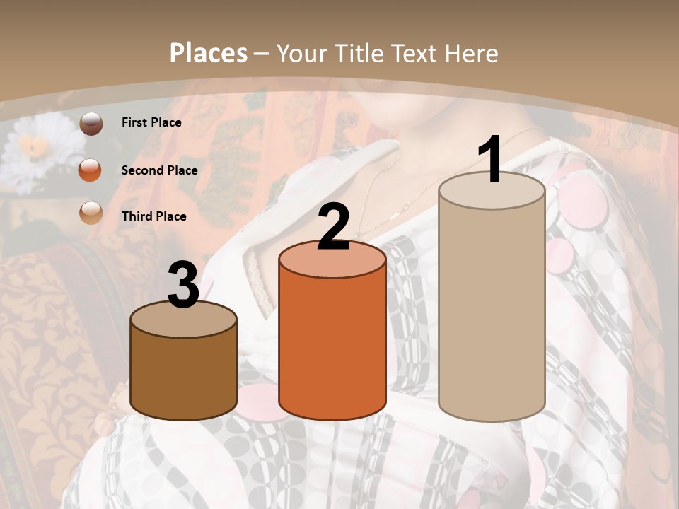 Happy Pregnancy Women Sitting On Sofa And Listing Photoalbum. PowerPoint Template