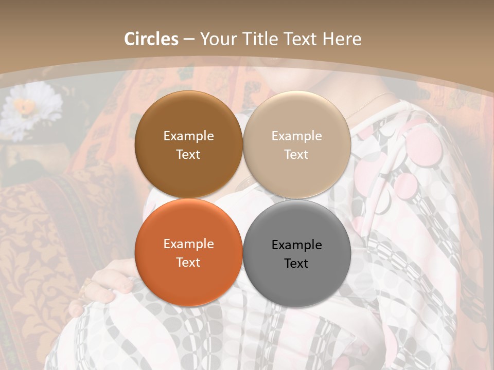 Happy Pregnancy Women Sitting On Sofa And Listing Photoalbum. PowerPoint Template