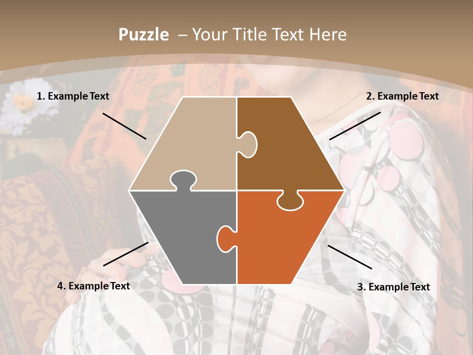 Happy Pregnancy Women Sitting On Sofa And Listing Photoalbum. PowerPoint Template