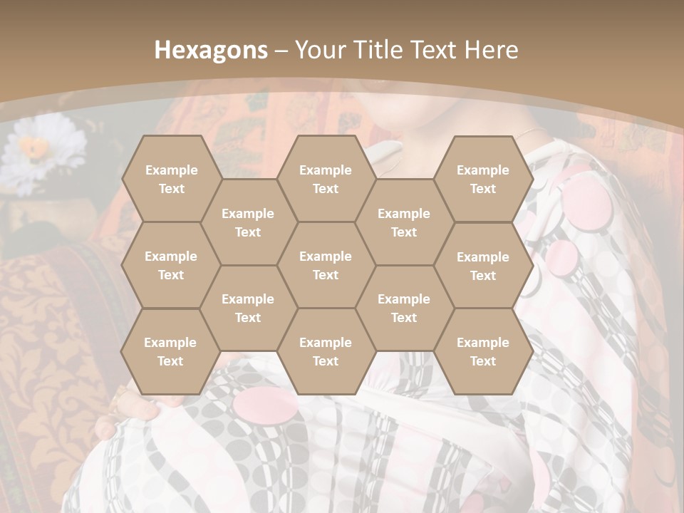 Happy Pregnancy Women Sitting On Sofa And Listing Photoalbum. PowerPoint Template