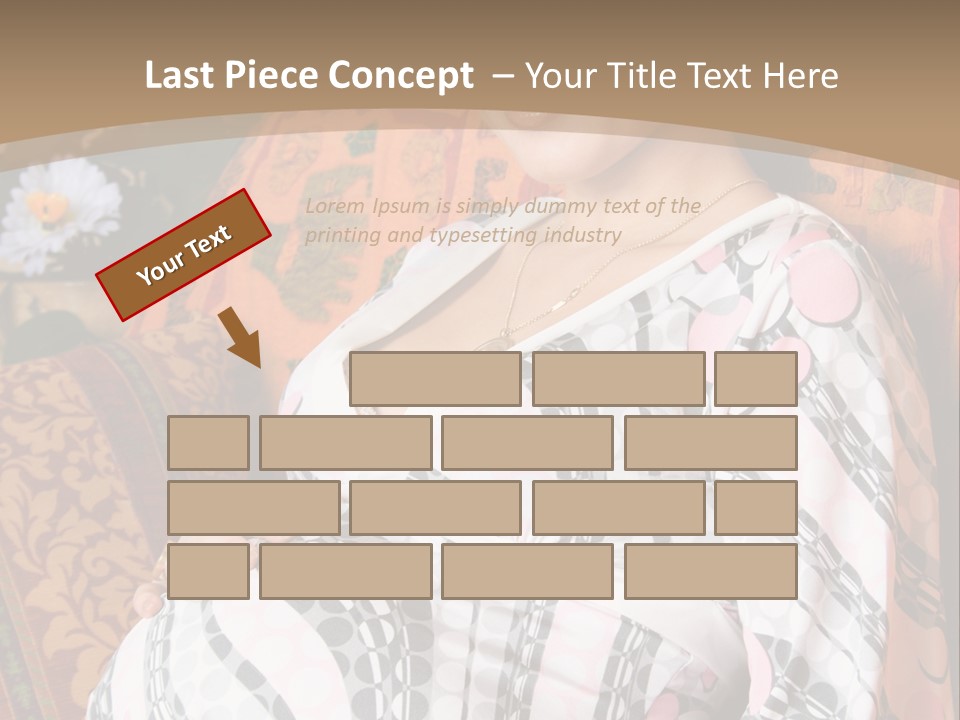 Happy Pregnancy Women Sitting On Sofa And Listing Photoalbum. PowerPoint Template