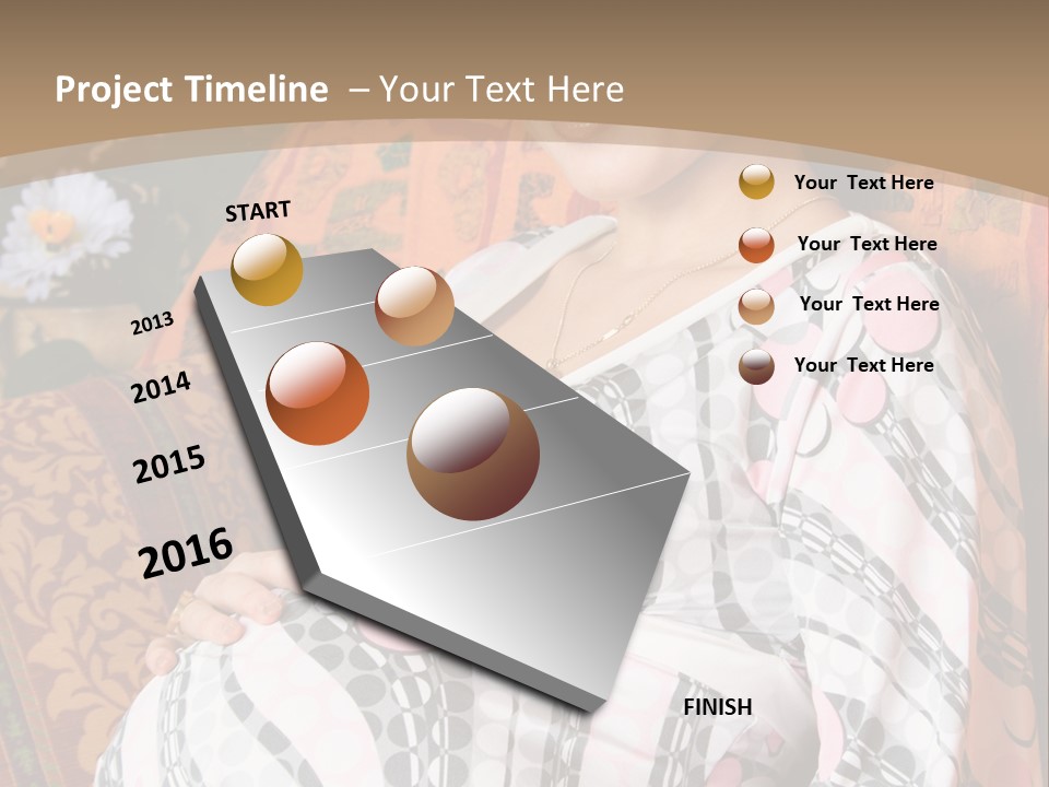 Happy Pregnancy Women Sitting On Sofa And Listing Photoalbum. PowerPoint Template