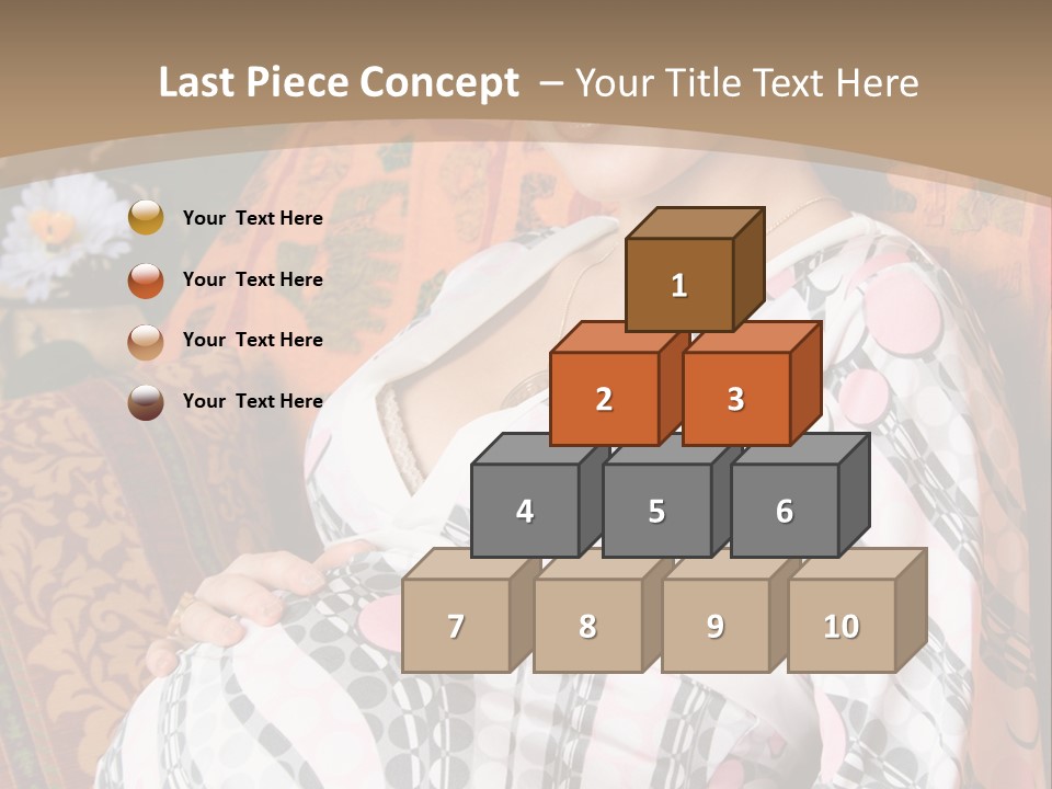 Happy Pregnancy Women Sitting On Sofa And Listing Photoalbum. PowerPoint Template