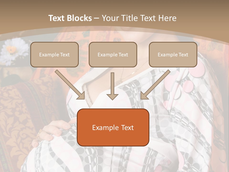 Happy Pregnancy Women Sitting On Sofa And Listing Photoalbum. PowerPoint Template