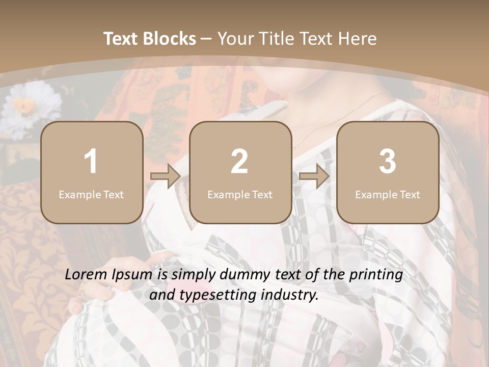 Happy Pregnancy Women Sitting On Sofa And Listing Photoalbum. PowerPoint Template