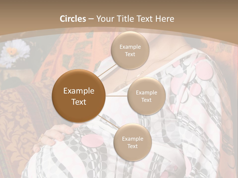 Happy Pregnancy Women Sitting On Sofa And Listing Photoalbum. PowerPoint Template