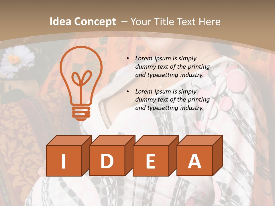 Happy Pregnancy Women Sitting On Sofa And Listing Photoalbum. PowerPoint Template