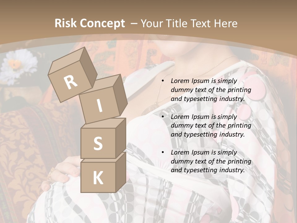 Happy Pregnancy Women Sitting On Sofa And Listing Photoalbum. PowerPoint Template