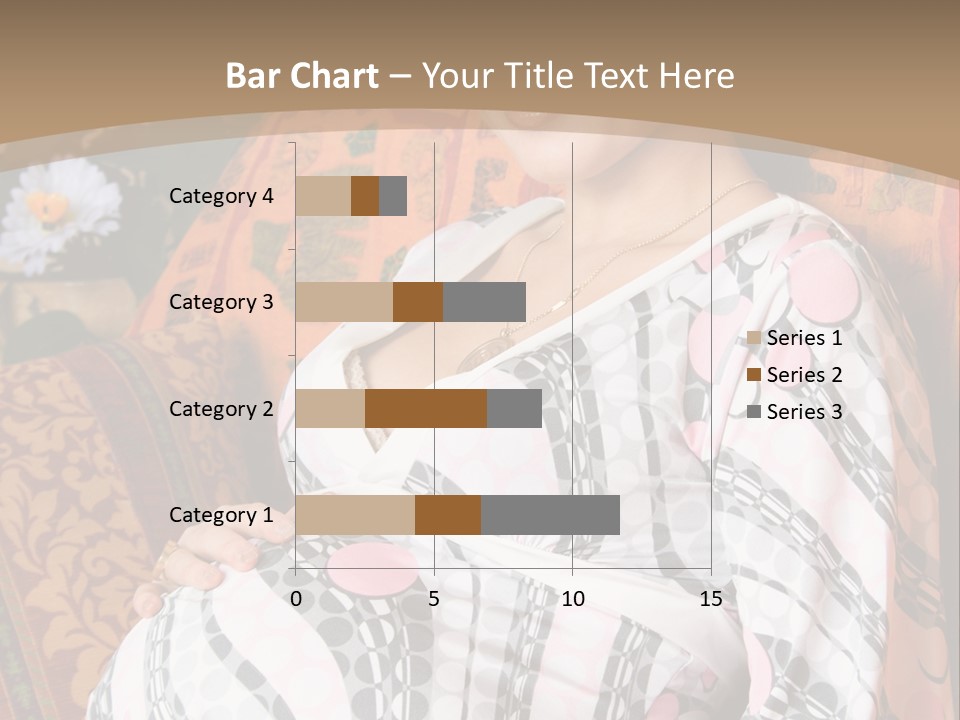 Happy Pregnancy Women Sitting On Sofa And Listing Photoalbum. PowerPoint Template