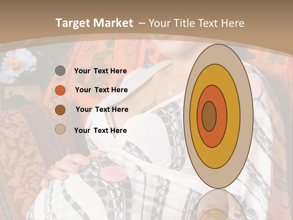 Happy Pregnancy Women Sitting On Sofa And Listing Photoalbum. PowerPoint Template