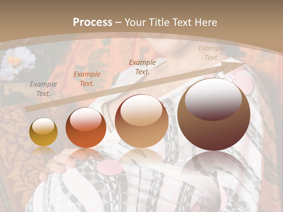 Happy Pregnancy Women Sitting On Sofa And Listing Photoalbum. PowerPoint Template