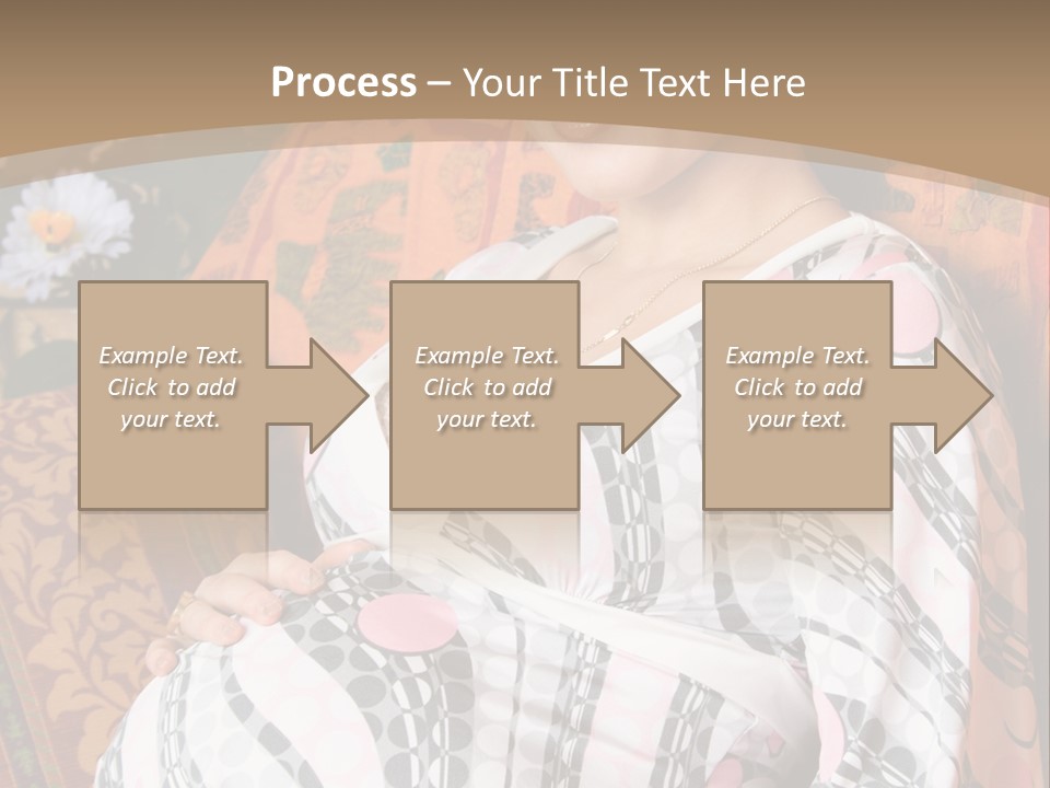 Happy Pregnancy Women Sitting On Sofa And Listing Photoalbum. PowerPoint Template