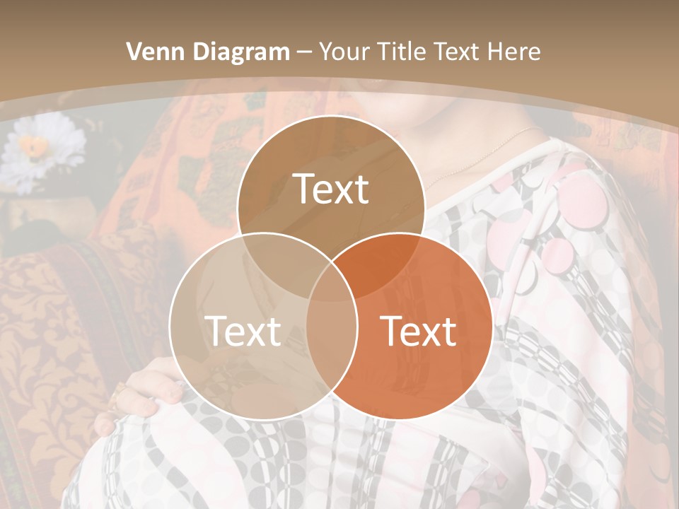 Happy Pregnancy Women Sitting On Sofa And Listing Photoalbum. PowerPoint Template