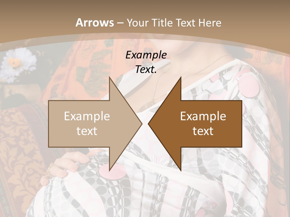 Happy Pregnancy Women Sitting On Sofa And Listing Photoalbum. PowerPoint Template