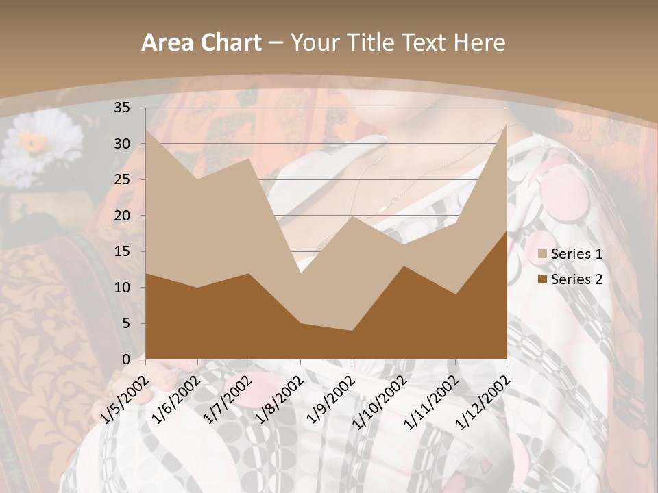 Happy Pregnancy Women Sitting On Sofa And Listing Photoalbum. PowerPoint Template