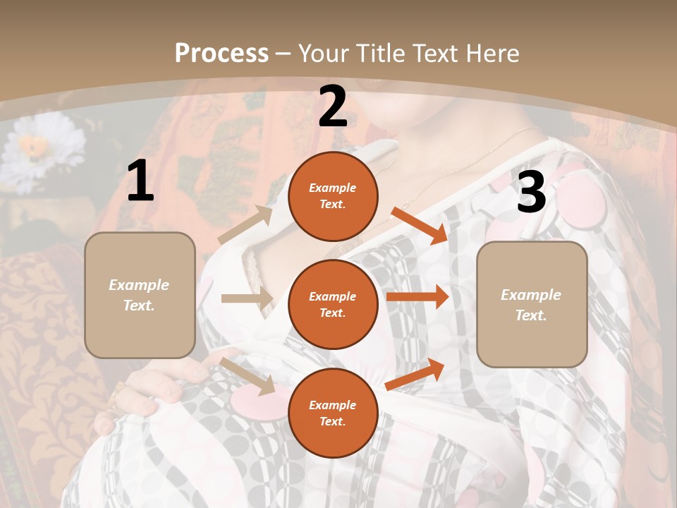 Happy Pregnancy Women Sitting On Sofa And Listing Photoalbum. PowerPoint Template