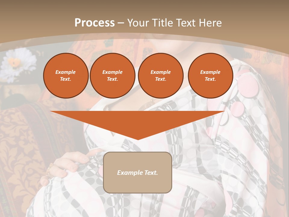 Happy Pregnancy Women Sitting On Sofa And Listing Photoalbum. PowerPoint Template