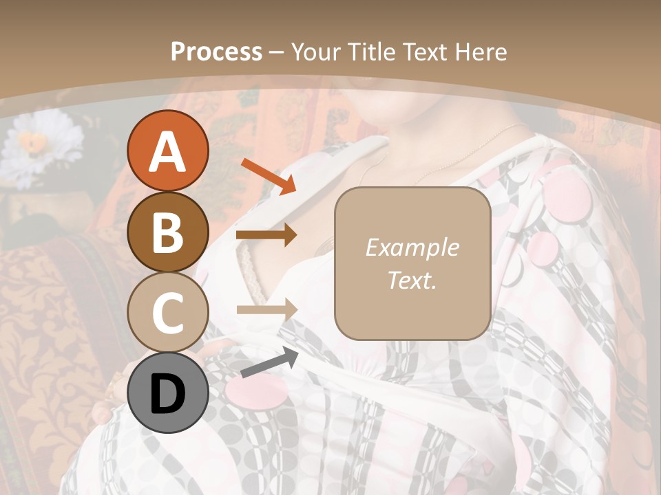 Happy Pregnancy Women Sitting On Sofa And Listing Photoalbum. PowerPoint Template