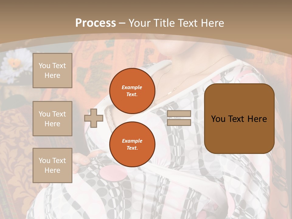 Happy Pregnancy Women Sitting On Sofa And Listing Photoalbum. PowerPoint Template